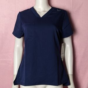 Grey's Anatomy by Barco Indigo V Neck Short Sleeve Scrub Top size Small